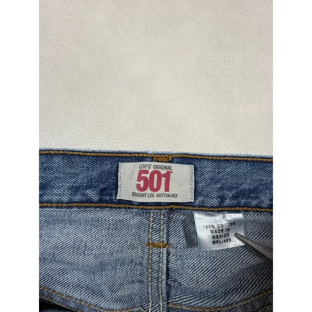 Levis 501 Original Straight Leg Jeans Medium Wash Blue Cotton W34 L32 Mens